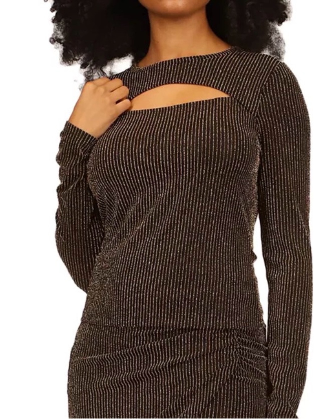 Michael Kors Black with Gold Pinstripes Top